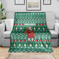 Bangladesh Christmas Blanket with Santa Claus in Traditional Outfit Snowman and Tree Pattern - Wonder Print Shop
