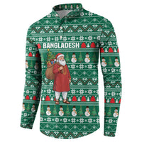 Bangladesh Christmas Button Sweatshirt with Santa Claus in Traditional Outfit Snowman and Tree Pattern - Wonder Print Shop