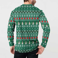Bangladesh Christmas Button Sweatshirt with Santa Claus in Traditional Outfit Snowman and Tree Pattern - Wonder Print Shop