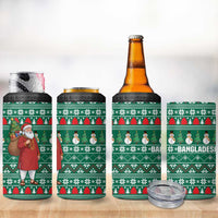 Bangladesh Christmas 4 in 1 Can Cooler Tumbler with Santa Claus in Traditional Outfit Snowman and Tree Pattern - Wonder Print Shop