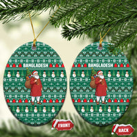 Bangladesh Christmas Ceramic Ornament with Santa Claus in Traditional Outfit Snowman and Tree Pattern - Wonder Print Shop