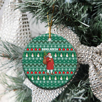 Bangladesh Christmas Ceramic Ornament with Santa Claus in Traditional Outfit Snowman and Tree Pattern - Wonder Print Shop