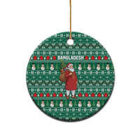 Bangladesh Christmas Ceramic Ornament with Santa Claus in Traditional Outfit Snowman and Tree Pattern - Wonder Print Shop
