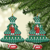 Bangladesh Christmas Ceramic Ornament with Santa Claus in Traditional Outfit Snowman and Tree Pattern - Wonder Print Shop