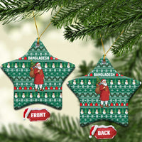 Bangladesh Christmas Ceramic Ornament with Santa Claus in Traditional Outfit Snowman and Tree Pattern - Wonder Print Shop