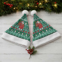 Bangladesh Christmas Santa Hat with Santa Claus in Traditional Outfit Snowman and Tree Pattern - Wonder Print Shop