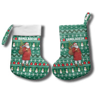 Bangladesh Christmas Stocking with Santa Claus in Traditional Outfit Snowman and Tree Pattern - Wonder Print Shop