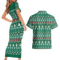 Bangladesh Christmas Couples Matching Short Sleeve Bodycon Dress and Hawaiian Shirt with Santa Claus in Traditional Outfit Snowman and Tree Pattern - Wonder Print Shop