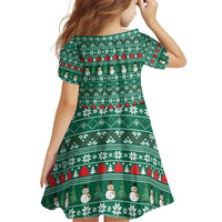 Bangladesh Christmas Family Matching Long Sleeve Bodycon Dress and Hawaiian Shirt with Santa Claus in Traditional Outfit Snowman and Tree Pattern - Wonder Print Shop
