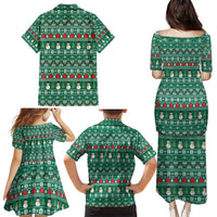 Bangladesh Christmas Family Matching Puletasi and Hawaiian Shirt with Santa Claus in Traditional Outfit Snowman and Tree Pattern - Wonder Print Shop