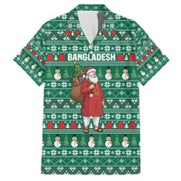 Bangladesh Christmas Family Matching Puletasi and Hawaiian Shirt with Santa Claus in Traditional Outfit Snowman and Tree Pattern - Wonder Print Shop