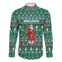 Bangladesh Christmas Family Matching Short Sleeve Bodycon Dress and Hawaiian Shirt with Santa Claus in Traditional Outfit Snowman and Tree Pattern - Wonder Print Shop