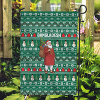 Bangladesh Christmas Garden Flag with Santa Claus in Traditional Outfit Snowman and Tree Pattern - Wonder Print Shop