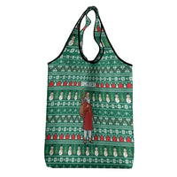 Bangladesh Christmas Grocery Bag with Santa Claus in Traditional Outfit Snowman and Tree Pattern - Wonder Print Shop