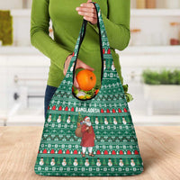 Bangladesh Christmas Grocery Bag with Santa Claus in Traditional Outfit Snowman and Tree Pattern - Wonder Print Shop