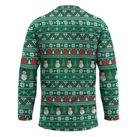Bangladesh Christmas Hockey Jersey with Santa Claus in Traditional Outfit Snowman and Tree Pattern - Wonder Print Shop
