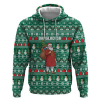 Bangladesh Christmas Hoodie with Santa Claus in Traditional Outfit Snowman and Tree Pattern - Wonder Print Shop