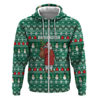 Bangladesh Christmas Hoodie with Santa Claus in Traditional Outfit Snowman and Tree Pattern - Wonder Print Shop
