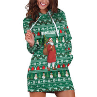 Bangladesh Christmas Hoodie Dress with Santa Claus in Traditional Outfit Snowman and Tree Pattern - Wonder Print Shop