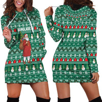 Bangladesh Christmas Hoodie Dress with Santa Claus in Traditional Outfit Snowman and Tree Pattern - Wonder Print Shop