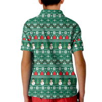 Bangladesh Christmas Kid Polo Shirt with Santa Claus in Traditional Outfit Snowman and Tree Pattern - Wonder Print Shop