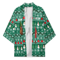Bangladesh Christmas Kimono with Santa Claus in Traditional Outfit Snowman and Tree Pattern - Wonder Print Shop