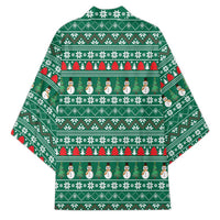 Bangladesh Christmas Kimono with Santa Claus in Traditional Outfit Snowman and Tree Pattern - Wonder Print Shop