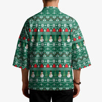 Bangladesh Christmas Kimono with Santa Claus in Traditional Outfit Snowman and Tree Pattern - Wonder Print Shop