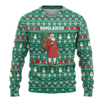 Bangladesh Christmas Ugly Christmas Sweater with Santa Claus in Traditional Outfit Snowman and Tree Pattern - Wonder Print Shop