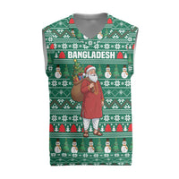 Bangladesh Christmas Knitted V-Neck Vest with Santa Claus in Traditional Outfit Snowman and Tree Pattern - Wonder Print Shop