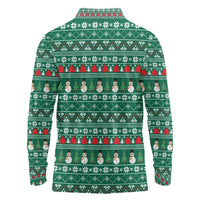 Bangladesh Christmas Long Sleeve Polo Shirt with Santa Claus in Traditional Outfit Snowman and Tree Pattern - Wonder Print Shop