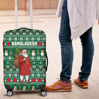 Bangladesh Christmas Luggage Cover with Santa Claus in Traditional Outfit Snowman and Tree Pattern - Wonder Print Shop