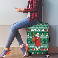 Bangladesh Christmas Luggage Cover with Santa Claus in Traditional Outfit Snowman and Tree Pattern - Wonder Print Shop
