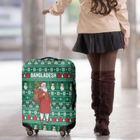 Bangladesh Christmas Luggage Cover with Santa Claus in Traditional Outfit Snowman and Tree Pattern - Wonder Print Shop