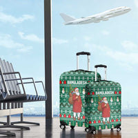 Bangladesh Christmas Luggage Cover with Santa Claus in Traditional Outfit Snowman and Tree Pattern - Wonder Print Shop