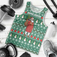 Bangladesh Christmas Men Tank Top with Santa Claus in Traditional Outfit Snowman and Tree Pattern - Wonder Print Shop