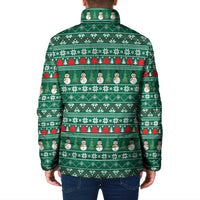 Bangladesh Christmas Padded Jacket with Santa Claus in Traditional Outfit Snowman and Tree Pattern - Wonder Print Shop