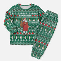 Bangladesh Christmas Pajama Set with Santa Claus in Traditional Outfit Snowman and Tree Pattern - Wonder Print Shop