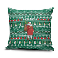 Bangladesh Christmas Pillow Cover with Santa Claus in Traditional Outfit Snowman and Tree Pattern - Wonder Print Shop