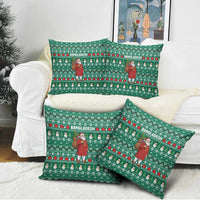 Bangladesh Christmas Pillow Cover with Santa Claus in Traditional Outfit Snowman and Tree Pattern - Wonder Print Shop