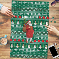 Bangladesh Christmas Puzzle with Santa Claus in Traditional Outfit Snowman and Tree Pattern - Wonder Print Shop