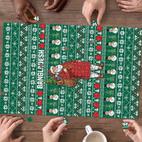 Bangladesh Christmas Puzzle with Santa Claus in Traditional Outfit Snowman and Tree Pattern - Wonder Print Shop