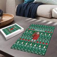 Bangladesh Christmas Puzzle with Santa Claus in Traditional Outfit Snowman and Tree Pattern - Wonder Print Shop