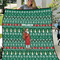 Bangladesh Christmas Quilt with Santa Claus in Traditional Outfit Snowman and Tree Pattern - Wonder Print Shop