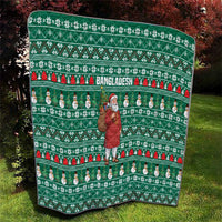 Bangladesh Christmas Quilt with Santa Claus in Traditional Outfit Snowman and Tree Pattern - Wonder Print Shop