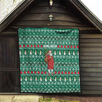 Bangladesh Christmas Quilt with Santa Claus in Traditional Outfit Snowman and Tree Pattern - Wonder Print Shop