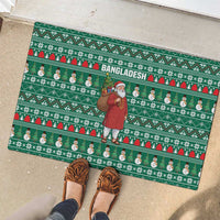 Bangladesh Christmas Rubber Doormat with Santa Claus in Traditional Outfit Snowman and Tree Pattern - Wonder Print Shop
