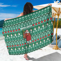 Bangladesh Christmas Sarong with Santa Claus in Traditional Outfit Snowman and Tree Pattern - Wonder Print Shop