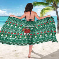 Bangladesh Christmas Sarong with Santa Claus in Traditional Outfit Snowman and Tree Pattern - Wonder Print Shop