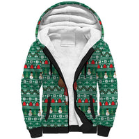 Bangladesh Christmas Sherpa Hoodie with Santa Claus in Traditional Outfit Snowman and Tree Pattern - Wonder Print Shop
